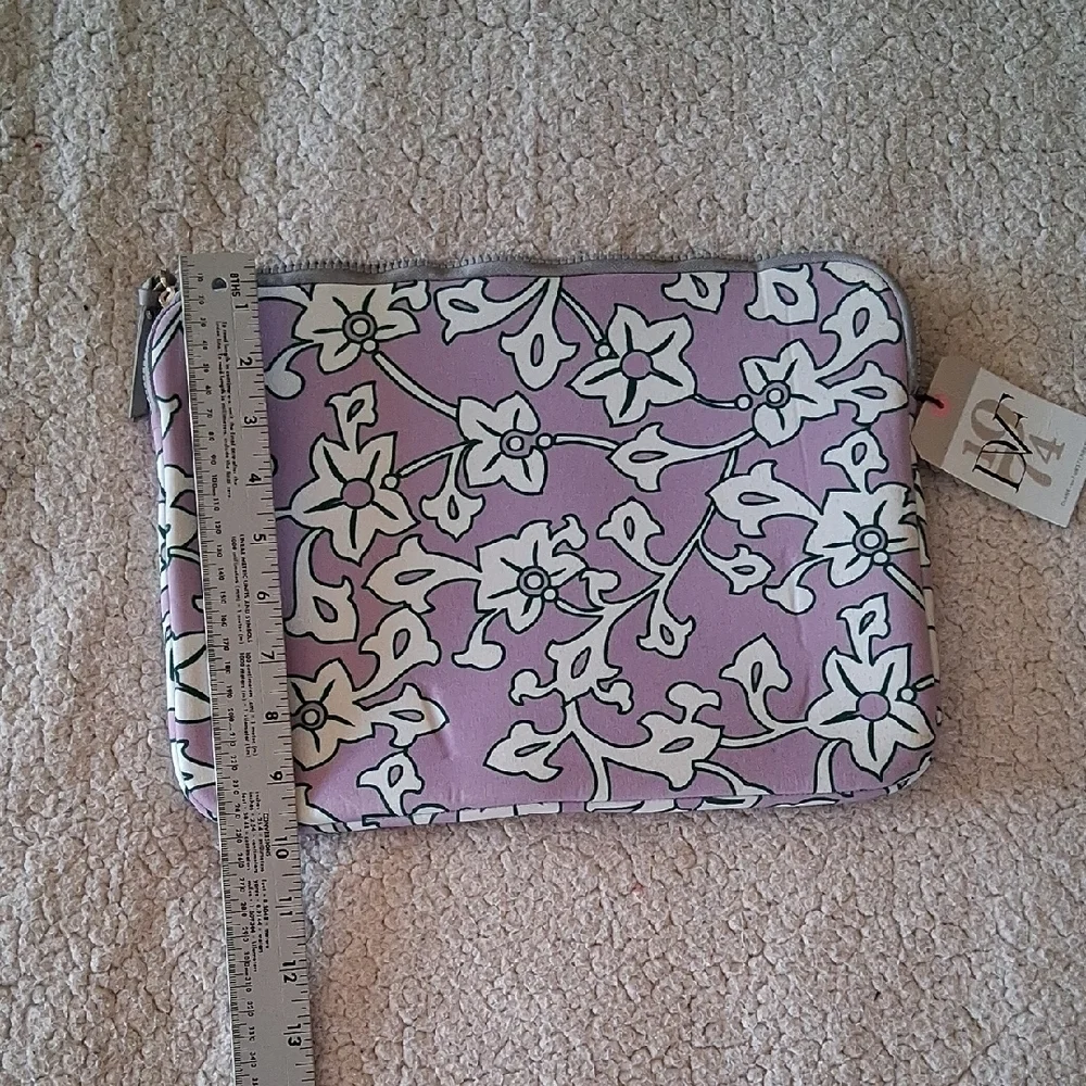 Diane Von Furstenberg Purple and White Floral Laptop Bag New